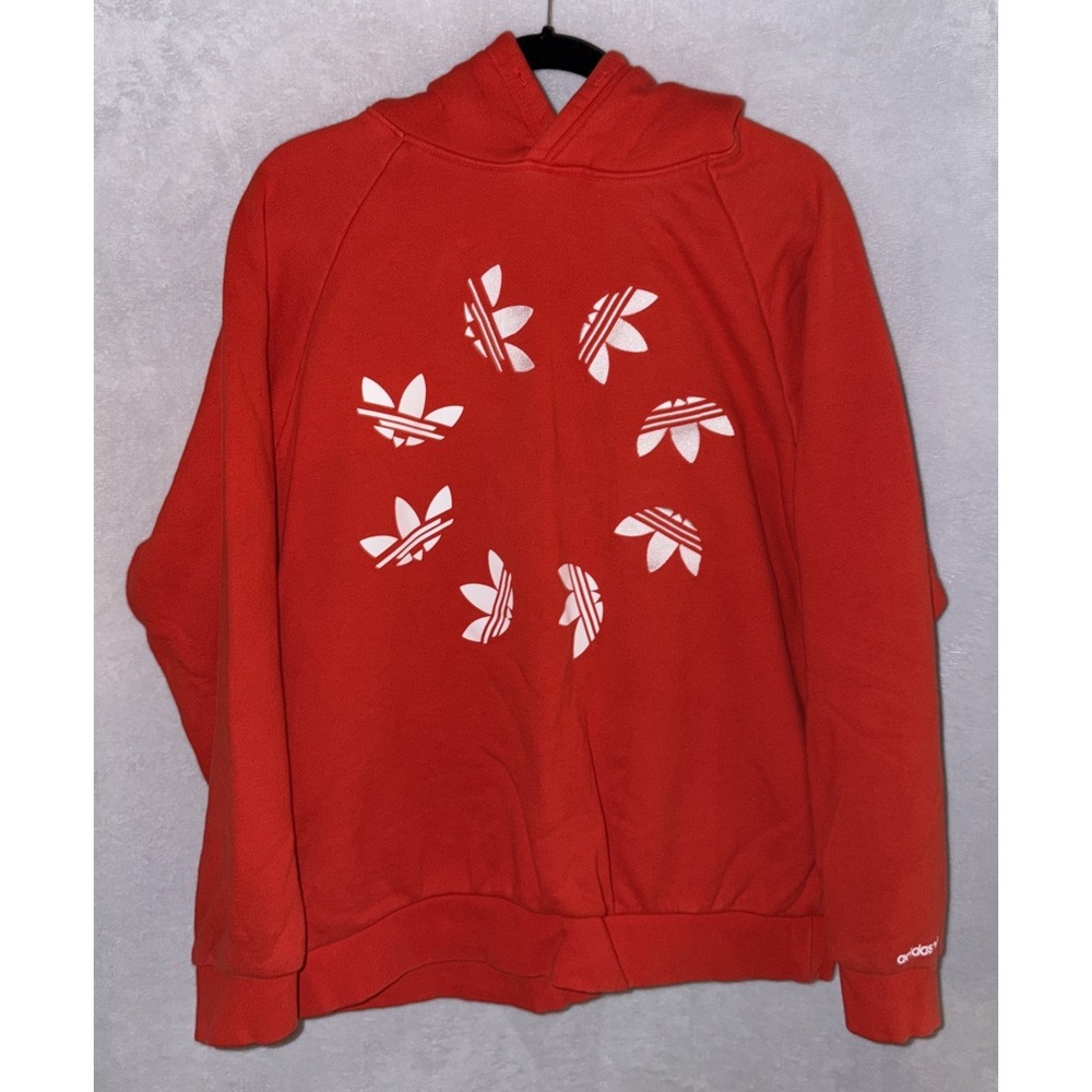 Men's Adidas Red 3-Stripe Logo Sweatshirt M Crew Cotton Heavy Soccer Sports Fall